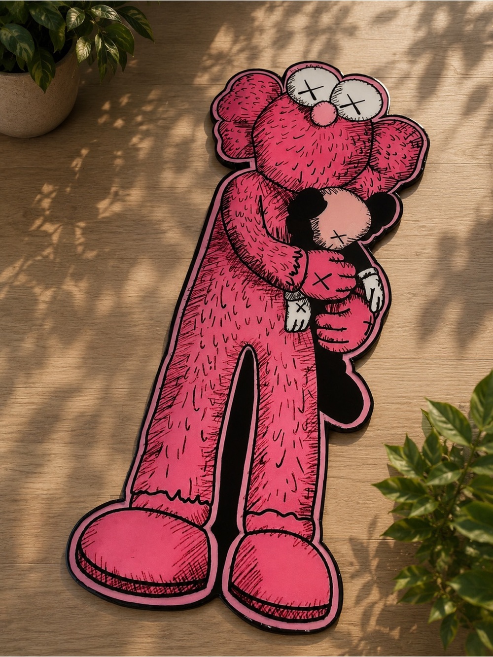 KAWS Pink Hugging Companion Wall Art